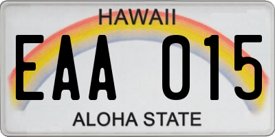 HI license plate EAA015