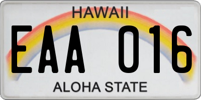 HI license plate EAA016