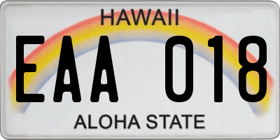 HI license plate EAA018