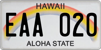 HI license plate EAA020