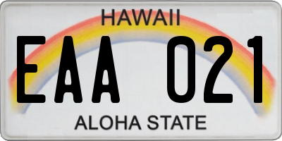 HI license plate EAA021