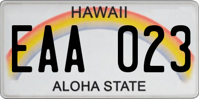 HI license plate EAA023