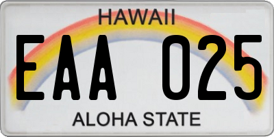 HI license plate EAA025