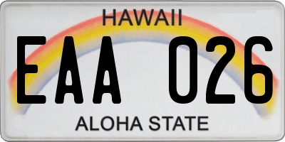 HI license plate EAA026