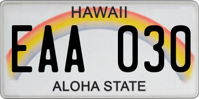 HI license plate EAA030