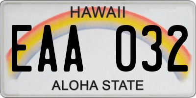 HI license plate EAA032