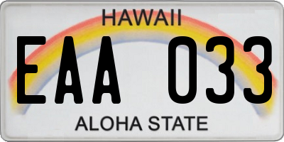 HI license plate EAA033