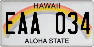 HI license plate EAA034