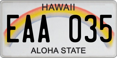 HI license plate EAA035