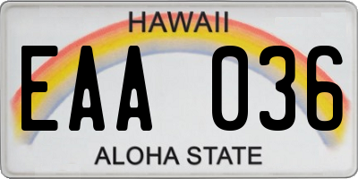 HI license plate EAA036