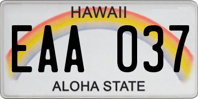 HI license plate EAA037