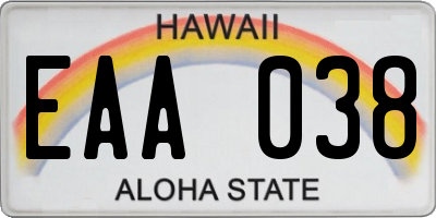 HI license plate EAA038