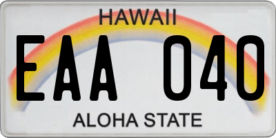 HI license plate EAA040