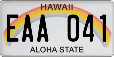 HI license plate EAA041
