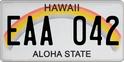 HI license plate EAA042