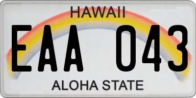 HI license plate EAA043