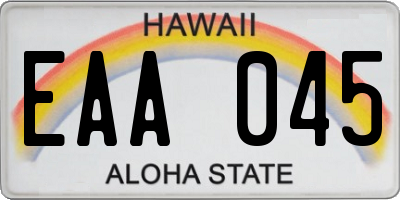 HI license plate EAA045