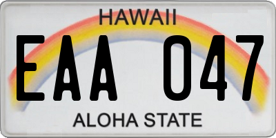 HI license plate EAA047