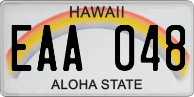 HI license plate EAA048