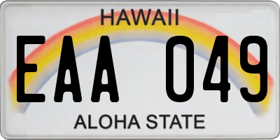 HI license plate EAA049