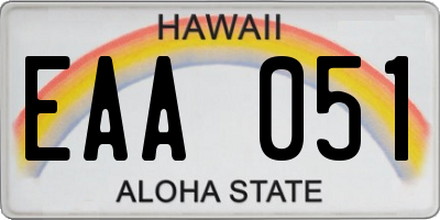 HI license plate EAA051