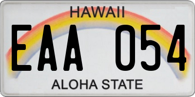 HI license plate EAA054