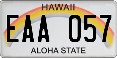 HI license plate EAA057