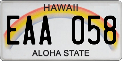 HI license plate EAA058