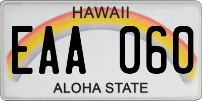 HI license plate EAA060