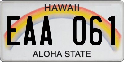 HI license plate EAA061