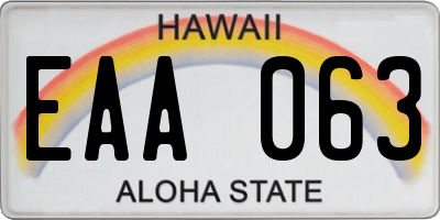 HI license plate EAA063