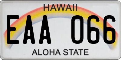 HI license plate EAA066