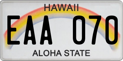 HI license plate EAA070