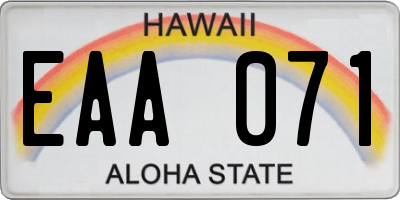 HI license plate EAA071