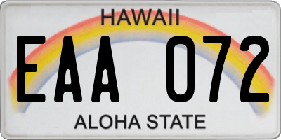 HI license plate EAA072