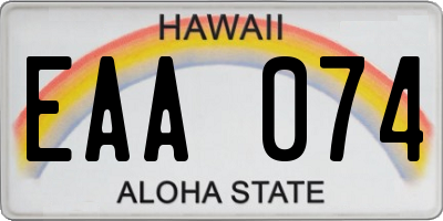 HI license plate EAA074