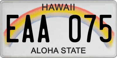 HI license plate EAA075