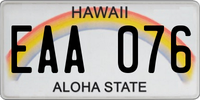 HI license plate EAA076