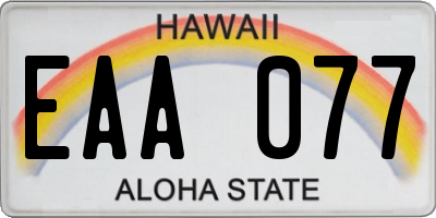 HI license plate EAA077