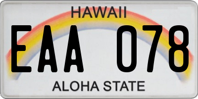HI license plate EAA078
