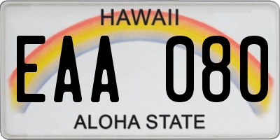 HI license plate EAA080