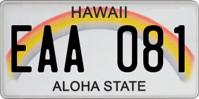 HI license plate EAA081