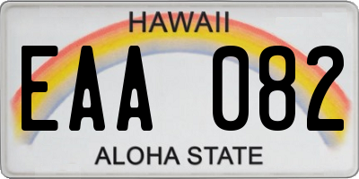 HI license plate EAA082