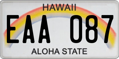 HI license plate EAA087