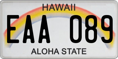 HI license plate EAA089