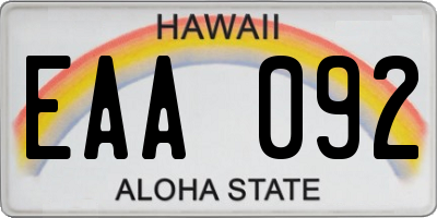 HI license plate EAA092