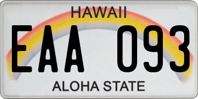 HI license plate EAA093