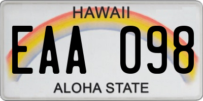 HI license plate EAA098