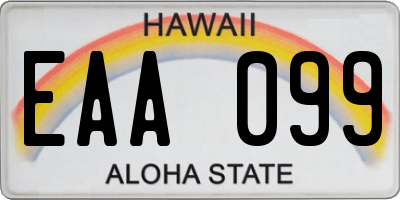 HI license plate EAA099