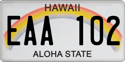 HI license plate EAA102